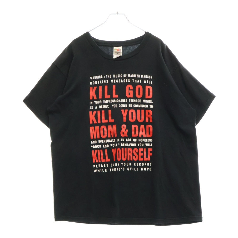 VINTAGE(ヴィンテージ) 90'S MARILYN MANSON KILL GOD KILL YUR MOM & DAD KILL YOUSELF FRUIT OF THE LOOM マリリンマンソン プリント 半袖Tシャツ カットソー ブラック