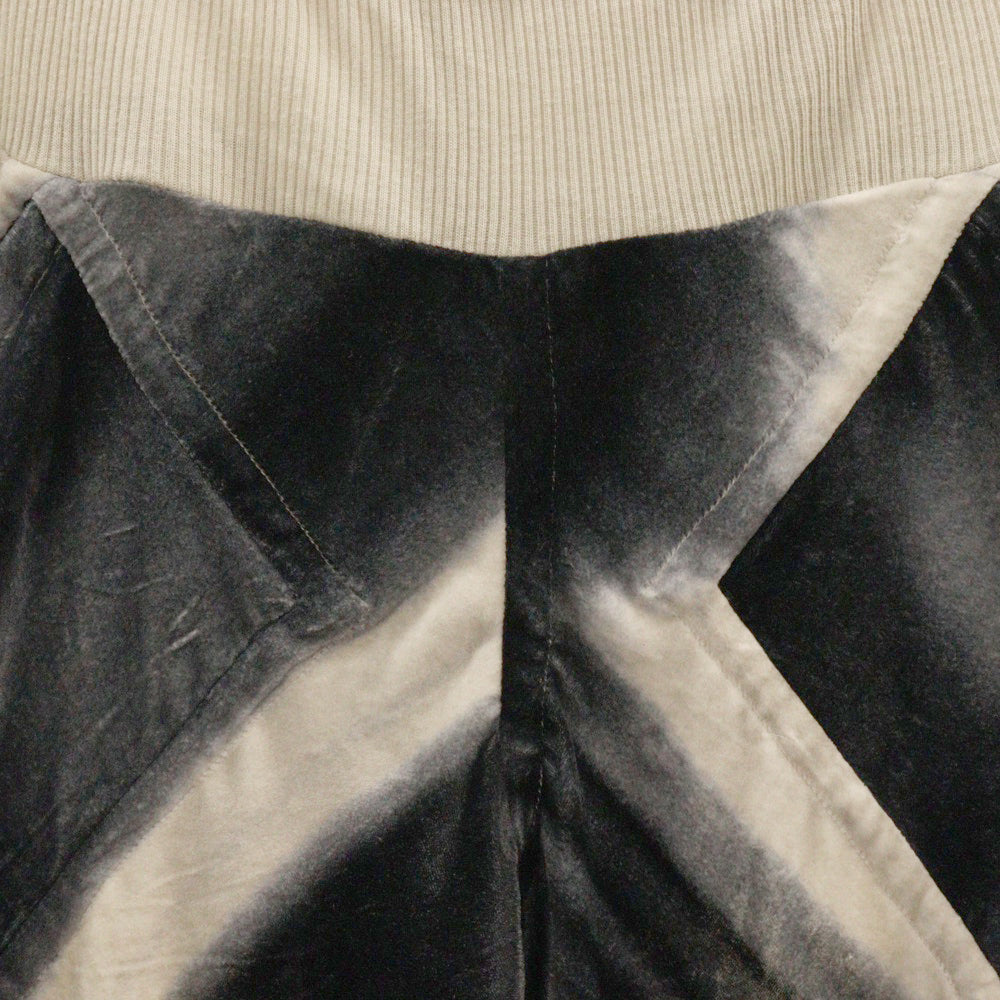 Rick Owens(リックオウエンス) Abstract Print Elastic Waist Wide Leg Pants アブストラクトプリント ヴェロアパンツ ブラック/ホワイト RP02B6301-VP2