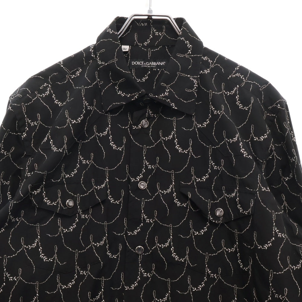 DOLCE & GABBANA(ドルチェアンドガッバーナ) 総柄 カウボーイ ボタンシャツ ブラック G5DO4T