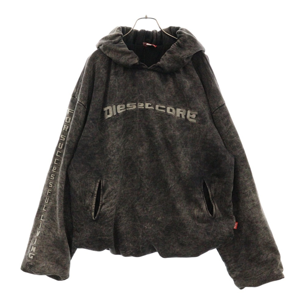DIESEL(ディーゼル) S-FISHY ブリーチ加工 スウェットプルオーバーパーカー ブラック A15941