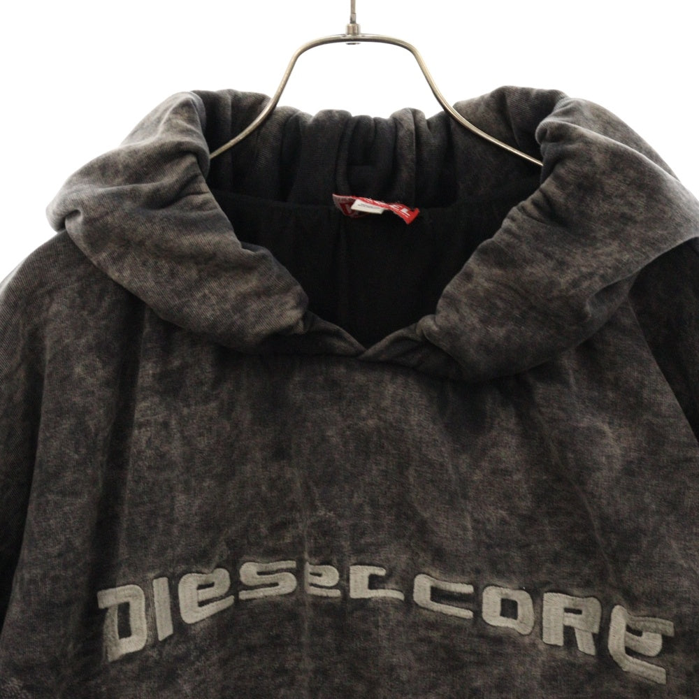 DIESEL(ディーゼル) S-FISHY ブリーチ加工 スウェットプルオーバーパーカー ブラック A15941