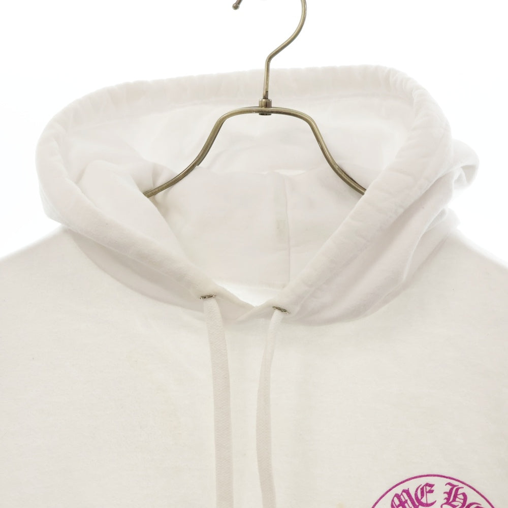 CHROME HEARTS(クロムハーツ) WWW.CHROMEHEARTS.COM HOODIE オンライン限定ホースシューバックプリントプルオーバーパーカー ホワイト/ピンク