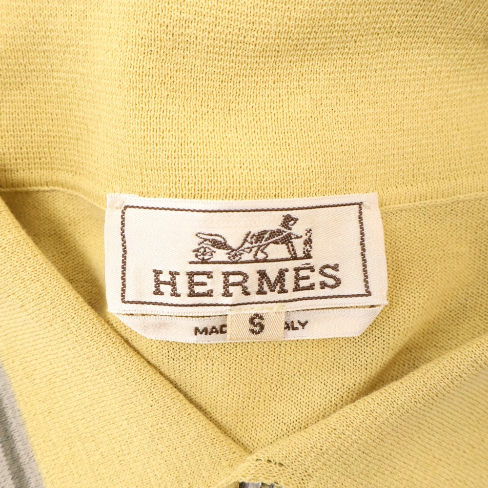 HERMES(エルメス) 襟ボーダー ニット半袖ポロシャツ イエロー