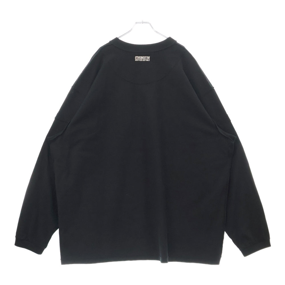 VETEMENTS(ヴェトモン) 24SS DECONSTRUCTED LONGSLEEVE T-SHIRT デコンストラクト 長袖Tシャツ ブラック UE64LS600B