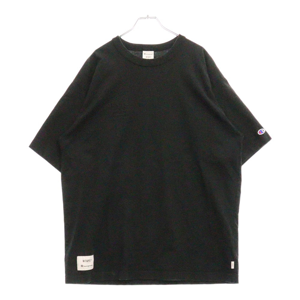 WTAPS(ダブルタップス) 24AW ×Champion Academy S/S T-Shirts フロント刺繍ロゴ 半袖Tシャツ カットソー ブラック C8-Z351