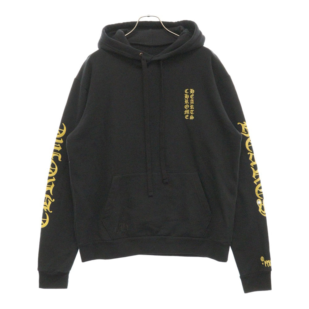 CHROME HEARTS(クロムハーツ) SWTSHRT PLVR 袖ロゴプリントプルオーバーフーディ パーカー ブラック