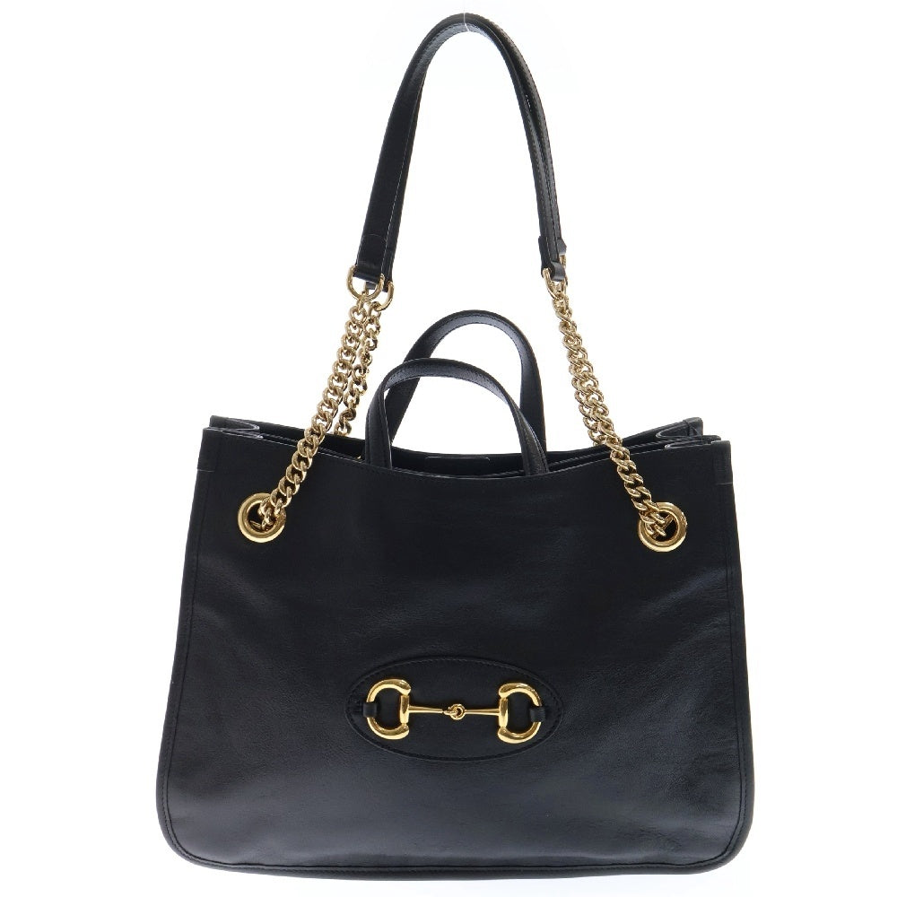 GUCCI(グッチ) ミディアム ホースビットレザートートバッグ ブラック レディース 621144