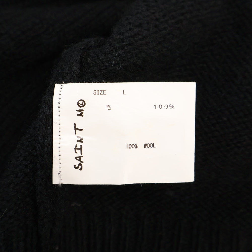 SAINT MICHAEL(セントマイケル) 21AW WOOL SWTER SIN ダメージ加工ウールニットセーター ニットウェア ブラック SM-A21-0000-039