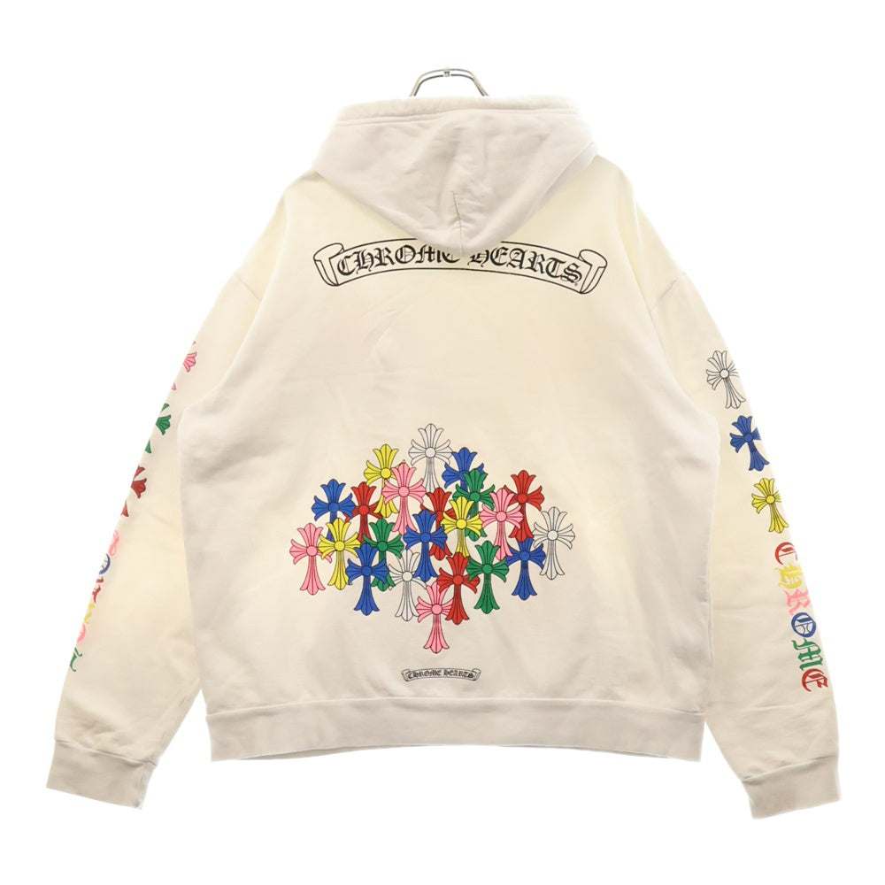 CHROME HEARTS(クロムハーツ) MLTCOL CEM CRS HD PLVR マルチカラーセメタリークロスプリントパーカー ホワイト/マルチカラー