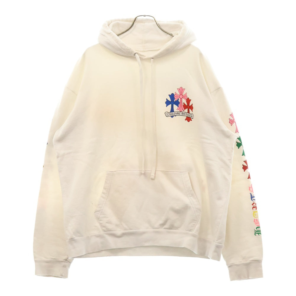 CHROME HEARTS(クロムハーツ) MLTCOL CEM CRS HD PLVR マルチカラーセメタリークロスプリントパーカー ホワイト/マルチカラー