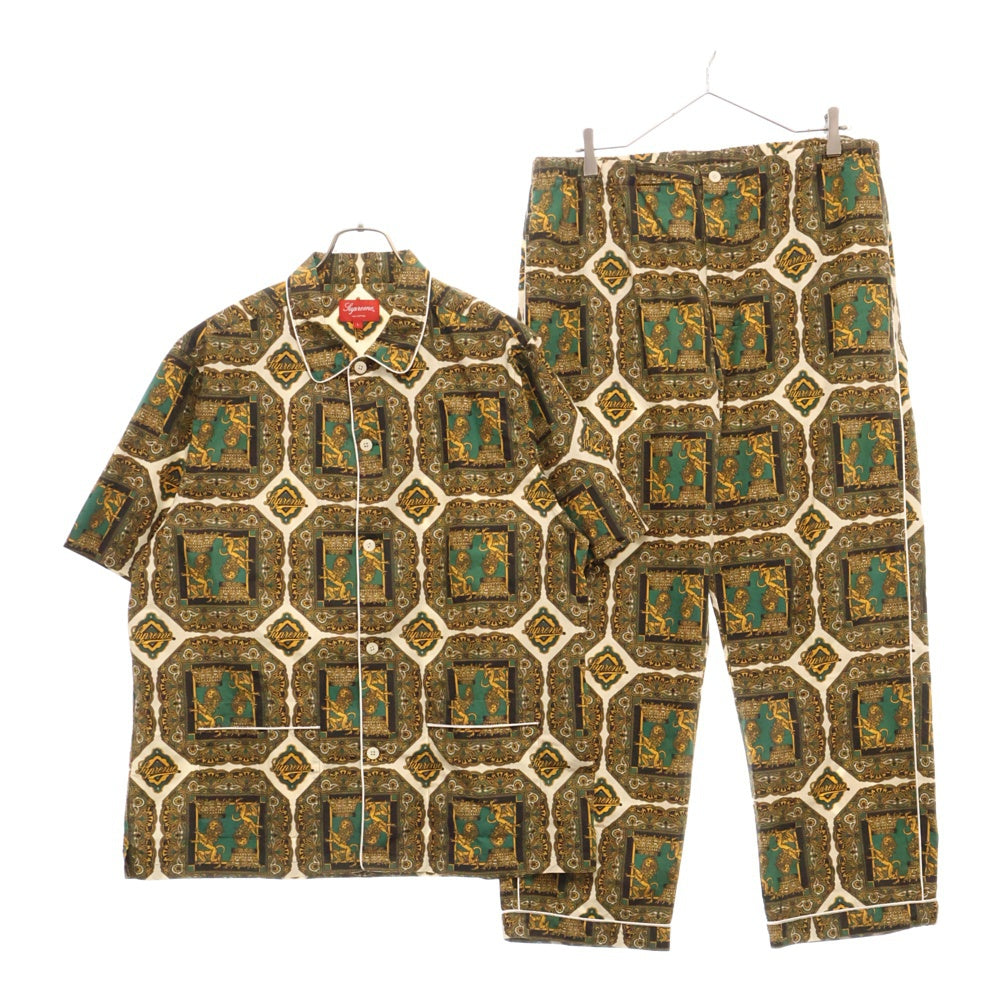SUPREME(シュプリーム) 22SS Regency Pajama Set リージェンシー パジャマ セットアップ 総柄 イエロー/ブラック