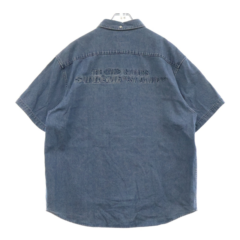 SUPREME(シュプリーム) 21SS Embossed Denim S/S Shirt バックロゴエンボスデニム半袖シャツ インディゴ