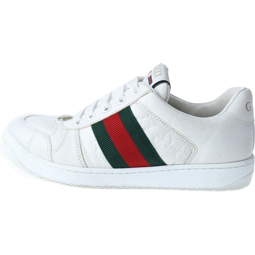 GUCCI(グッチ) スクリーナー GG シェリーライン レザー レースアップ ローカットシューズ スニーカー ホワイト レディース 798854