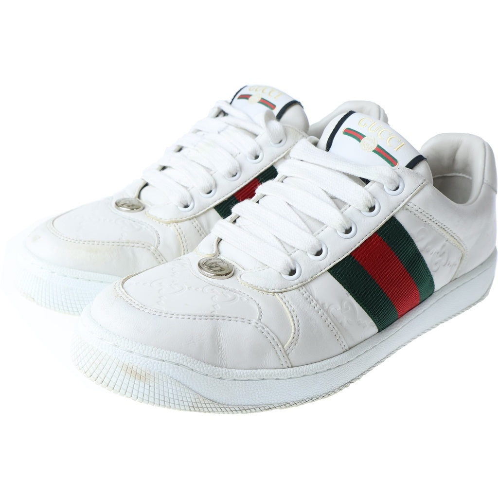 GUCCI(グッチ) スクリーナー GG シェリーライン レザー レースアップ ローカットシューズ スニーカー ホワイト レディース 798854