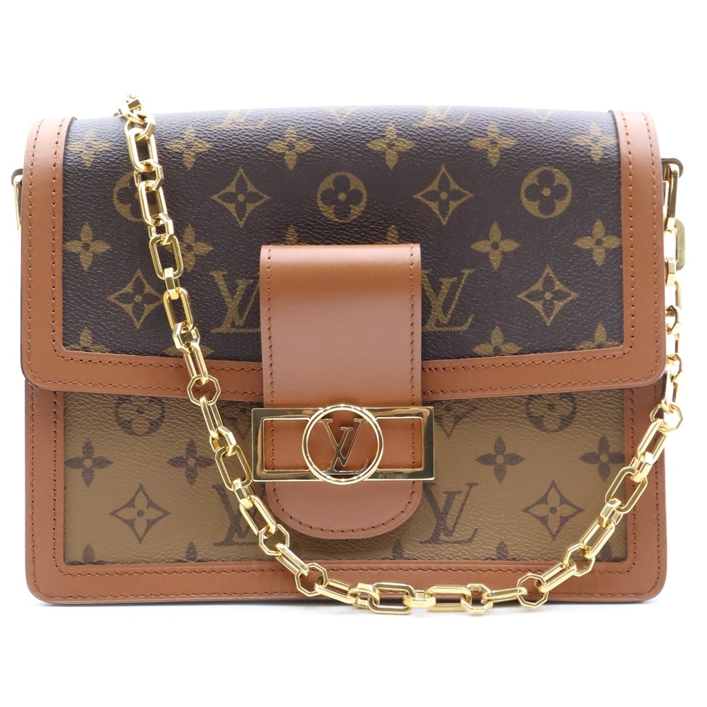 LOUIS VUITTON(ルイヴィトン) モノグラムリバース ドーフィーヌMM PVC レザー チェーンショルダーバッグ ブラウン M45958 RFID レディース