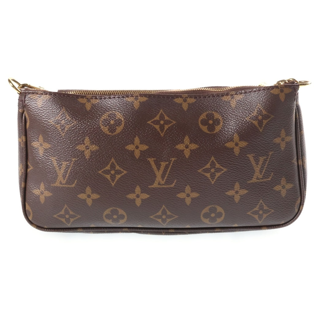 LOUIS VUITTON(ルイヴィトン) モノグラム ミュルティ・ポシェットアクセソワール ショルダーバッグ ブラウン レザー×PVC M44813 ゴールド金具 レディース