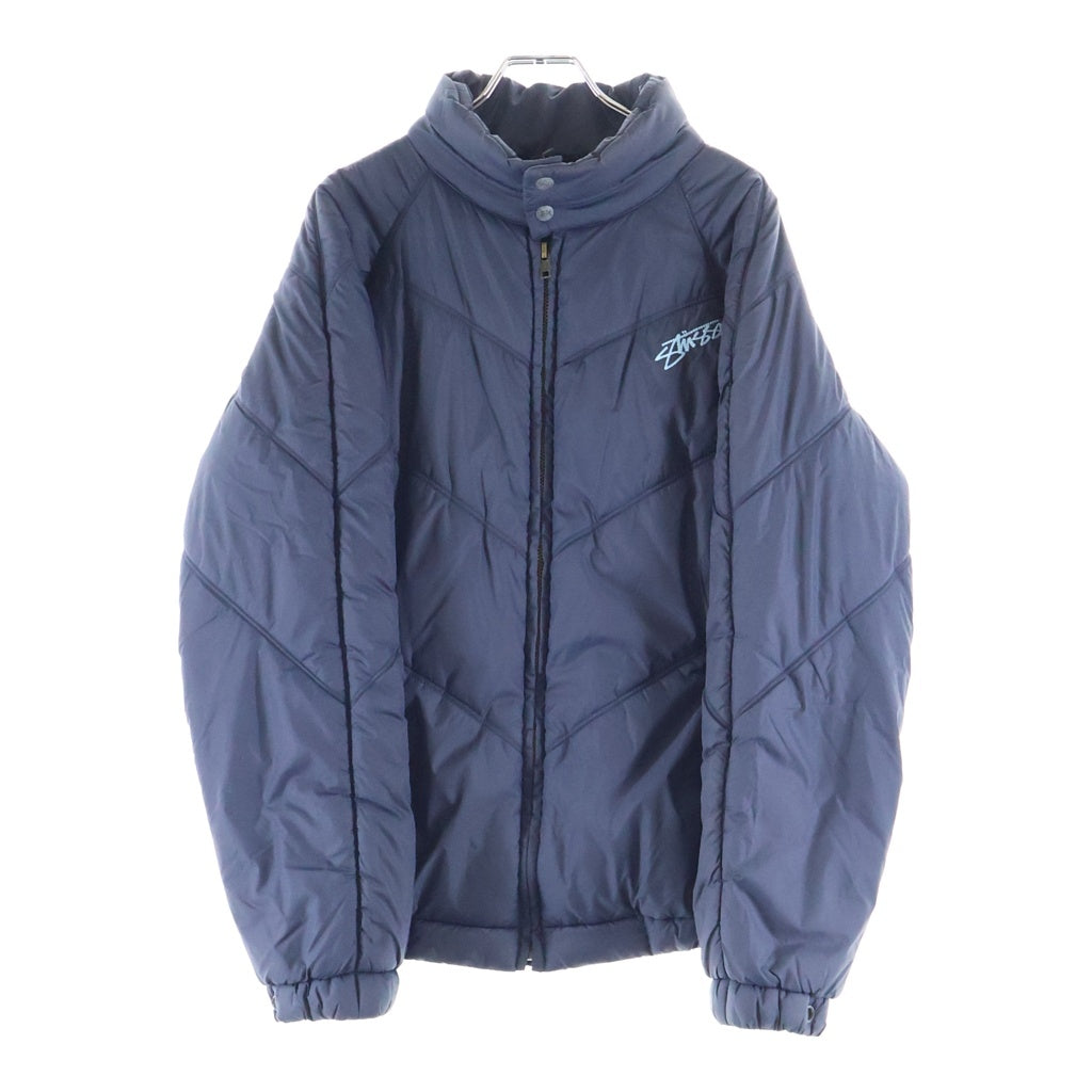 STUSSY(ステューシー) Old Shell Down Jackets オールド シェル Vステッチ ポリエステル ジップアップダウンジャケット ネイビー