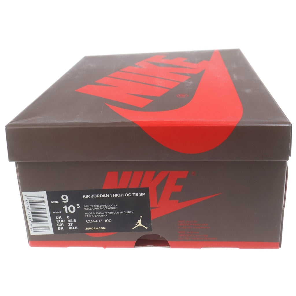 NIKE(ナイキ) ×TRAVIS SCOTT AIR JORDAN 1 RETRO HIGH OG TS SP CD4487-100 トラヴィススコット エアジョーダン1 レトロ ダークモカ ハイカットスニーカー US9/27cm
