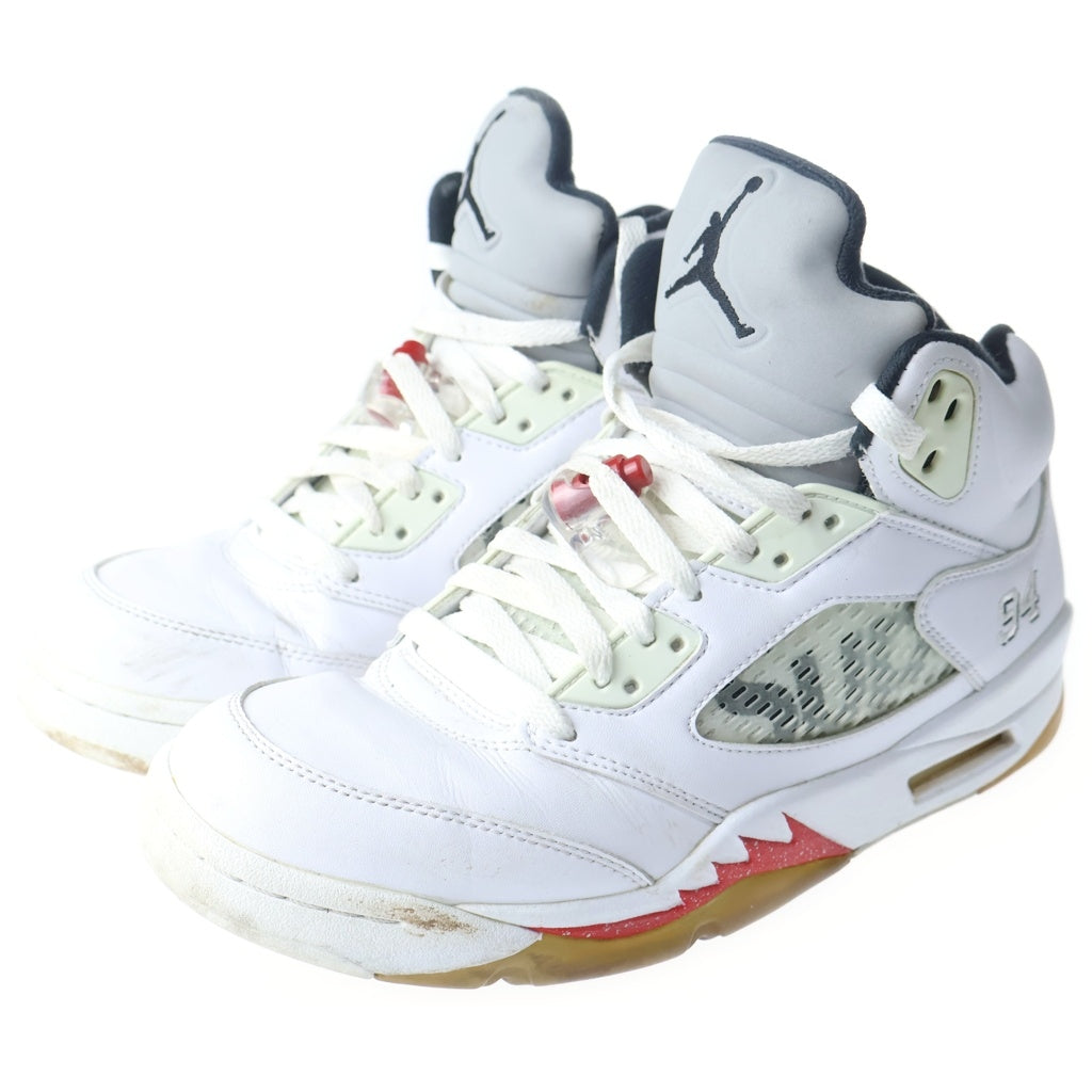 NIKE(ナイキ) 【鑑賞用 2015年製】×SUPREME AIR JORDAN 5 RETRO シュプリーム エアジョーダン 5 レトロ ハイカットスニーカー ホワイト US8/26cm 824371-101
