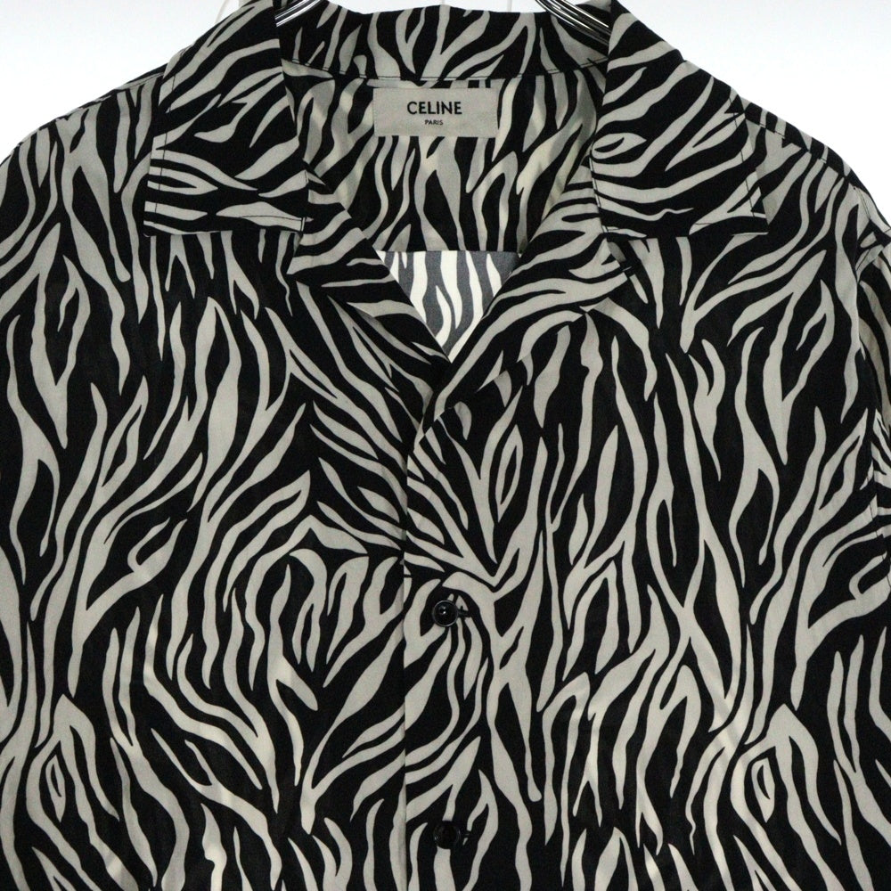 CELINE(セリーヌ) 20SS ゼブラ柄 オープンカラー半袖シャツ 2C036843H ホワイト/ブラック