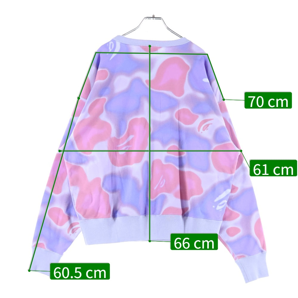 A BATHING APE(アベイシングエイプ) LIQUID CAMO CREWNECK リキッドカモ クルーネック長袖スウェットシャツ パープル/ピンク 001SWK302001L