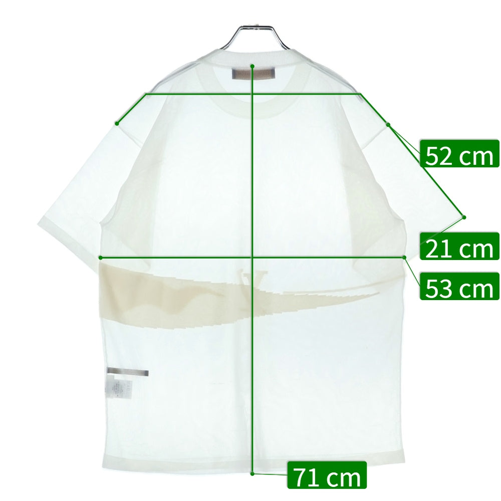 LOUIS VUITTON(ルイヴィトン) カシミヤ LV ロゴ ジャガード シースルー メッシュ半袖Tシャツ ホワイト HGN74WJYL