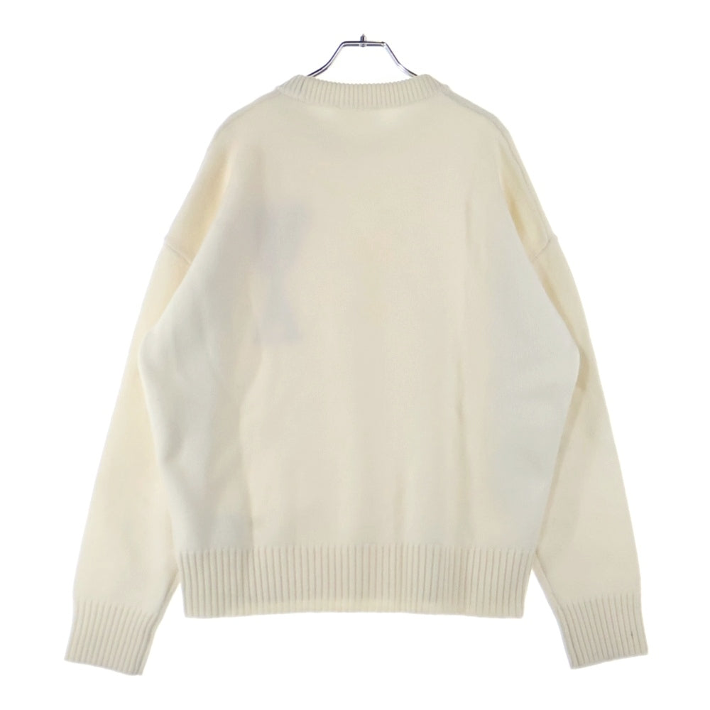 ami paris(アミパリス) ハートロゴ クルーネック ロングスリーブ 長袖ニット セーター ホワイト UKS002.018