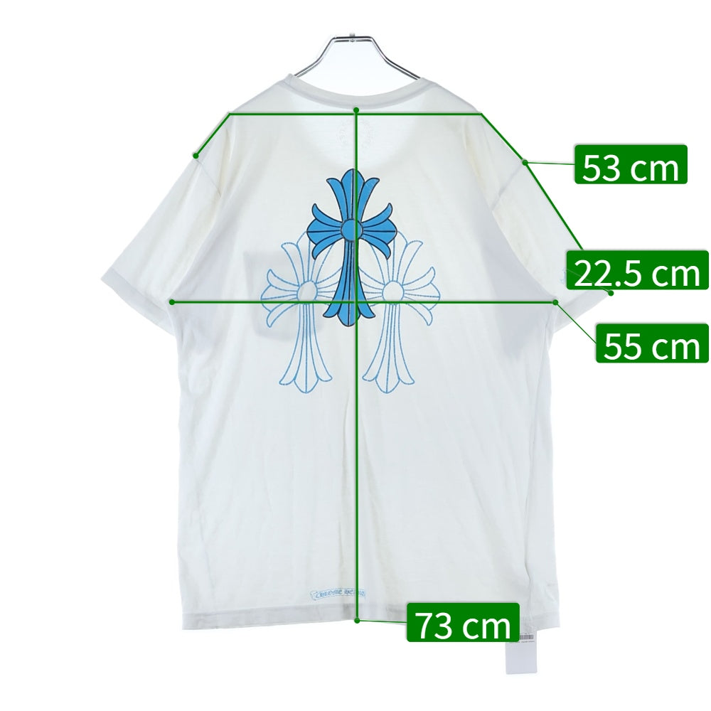 CHROME HEARTS(クロムハーツ) BACK CEMETERY CROSS TEE バックセメタリークロス 半袖Tシャツ カットソー ホワイト/ブルー