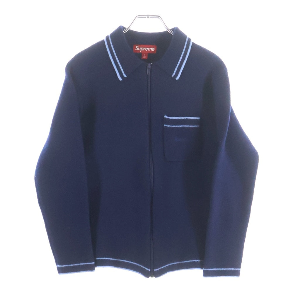SUPREME(シュプリーム) 24AW Zip Up Polo Sweater ジップアップ ポロ スウェット セーター ネイビー