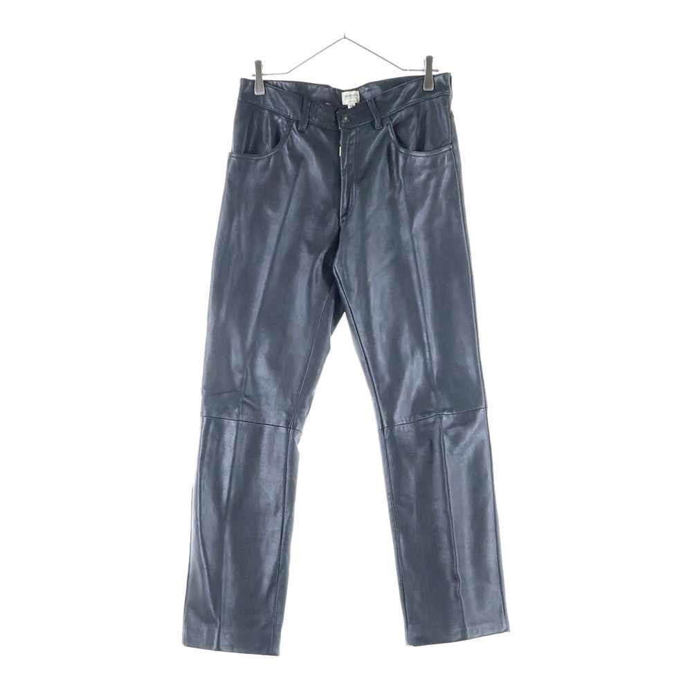 EMPORIO ARMANI(エンポリオアルマーニ) ラムスキン レザー ノータック ストレート パンツ ブラック A42R09