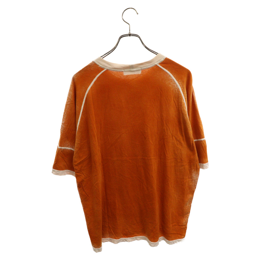 STONE ISLAND(ストーンアイランド) 23SS HAND SPRAYED ORGANIC COTTON ロゴプリント ブリーチ加工 クルーネック半袖Tシャツカットソー オレンジ 7815210T4 V0073