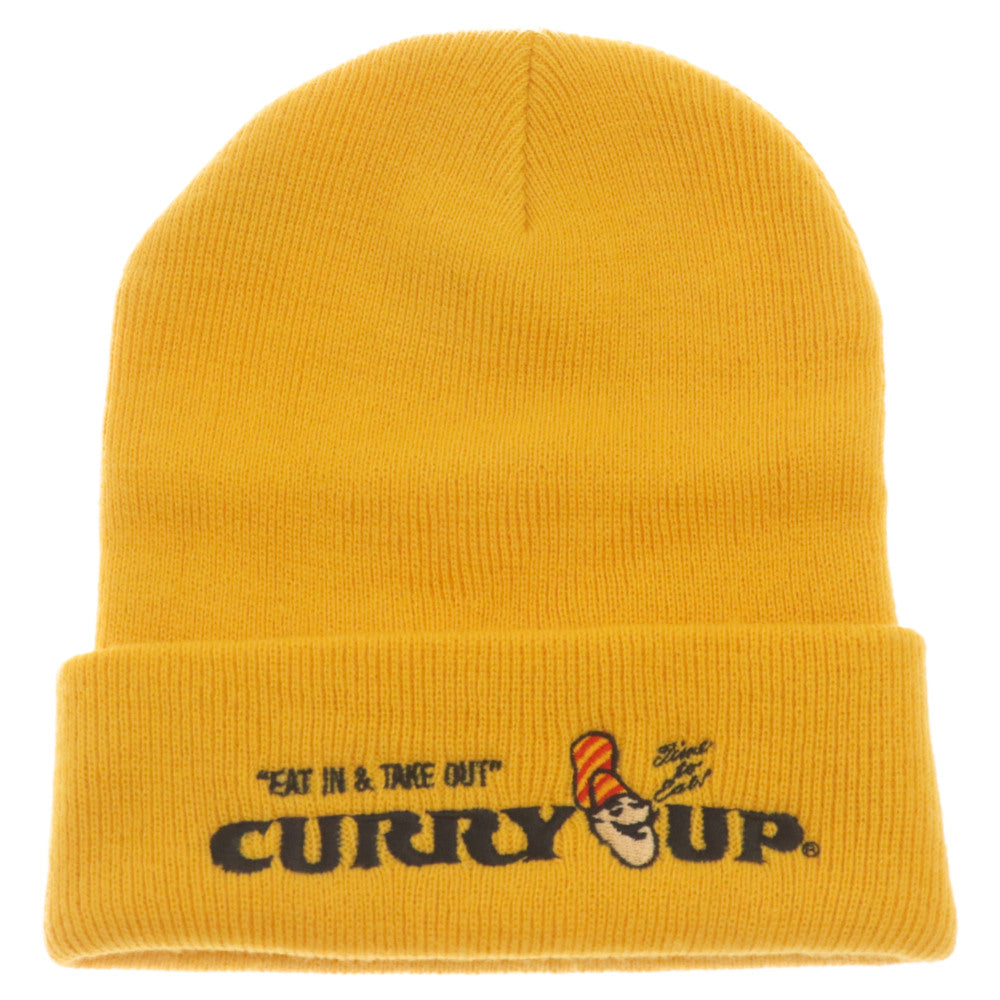 CURRY UP(カリーアップ) CURRY UPロゴ刺繍ビーニー アクリル イエロー