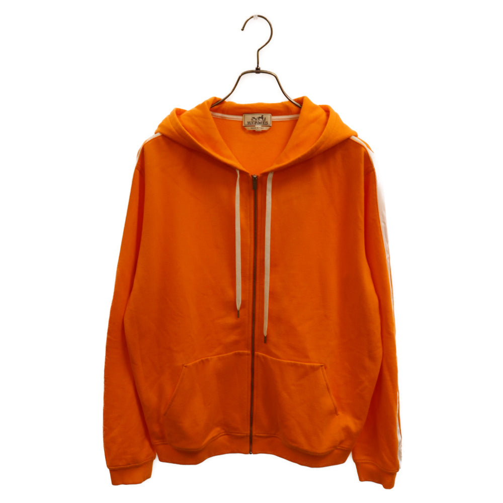 HERMES(エルメス) ラインHモチーフコットンジップアップパーカー フーディー オレンジ 91-5742