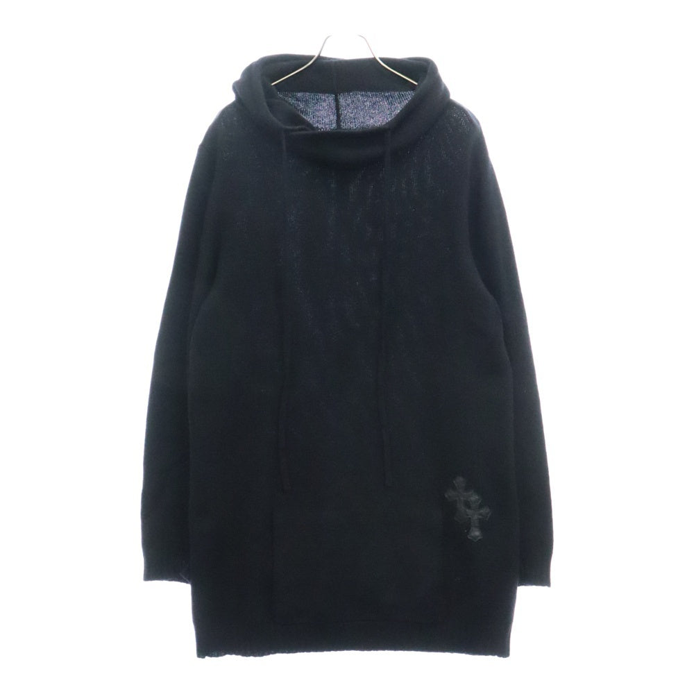 CHROME HEARTS(クロムハーツ) カシミア クロスパッチ プルオーバーパーカーニット バックトリプルクロス ブラック