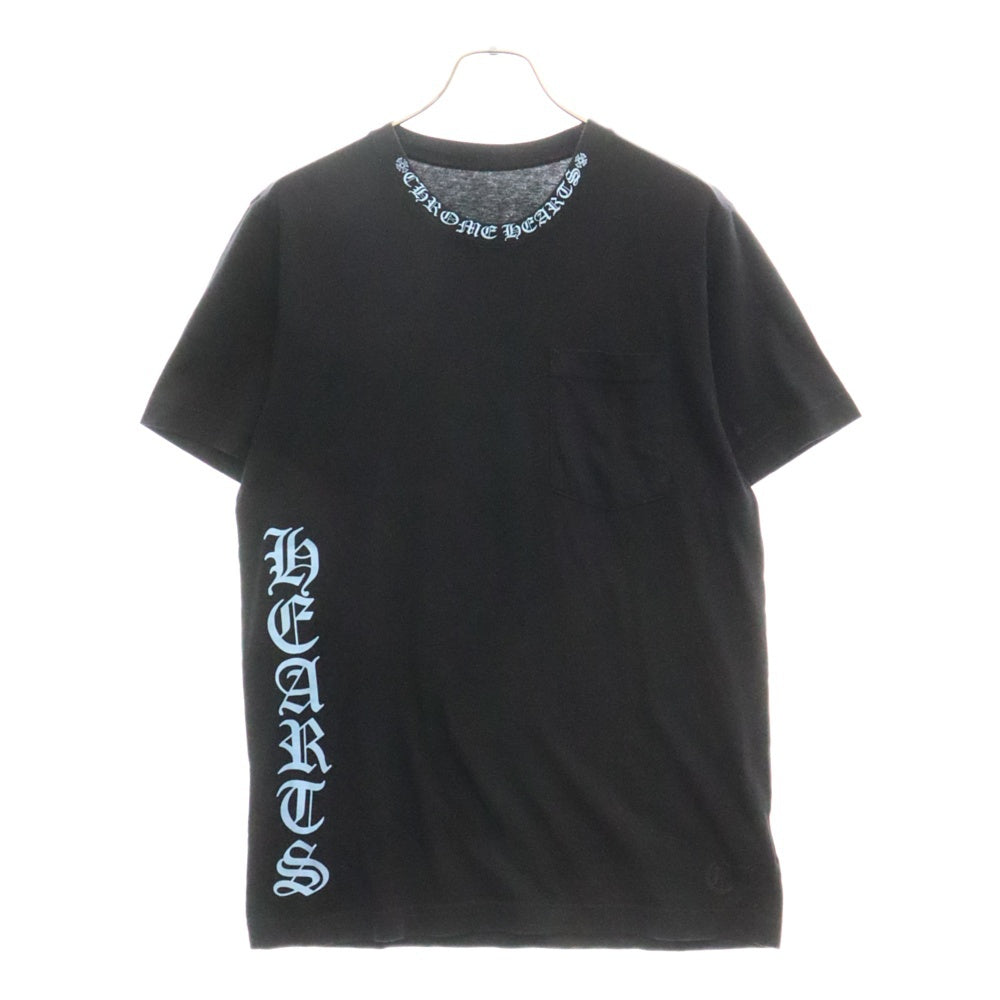 CHROME HEARTS(クロムハーツ) NECK LOGO S/S TEE ネックロゴ プリント 半袖カットソー Tシャツ ブラック ブルー