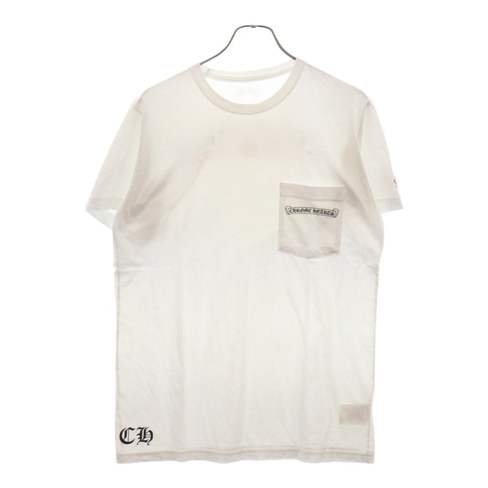 CHROME HEARTS(クロムハーツ) バックスクロールラベルプリント半袖Tシャツカットソー ホワイト