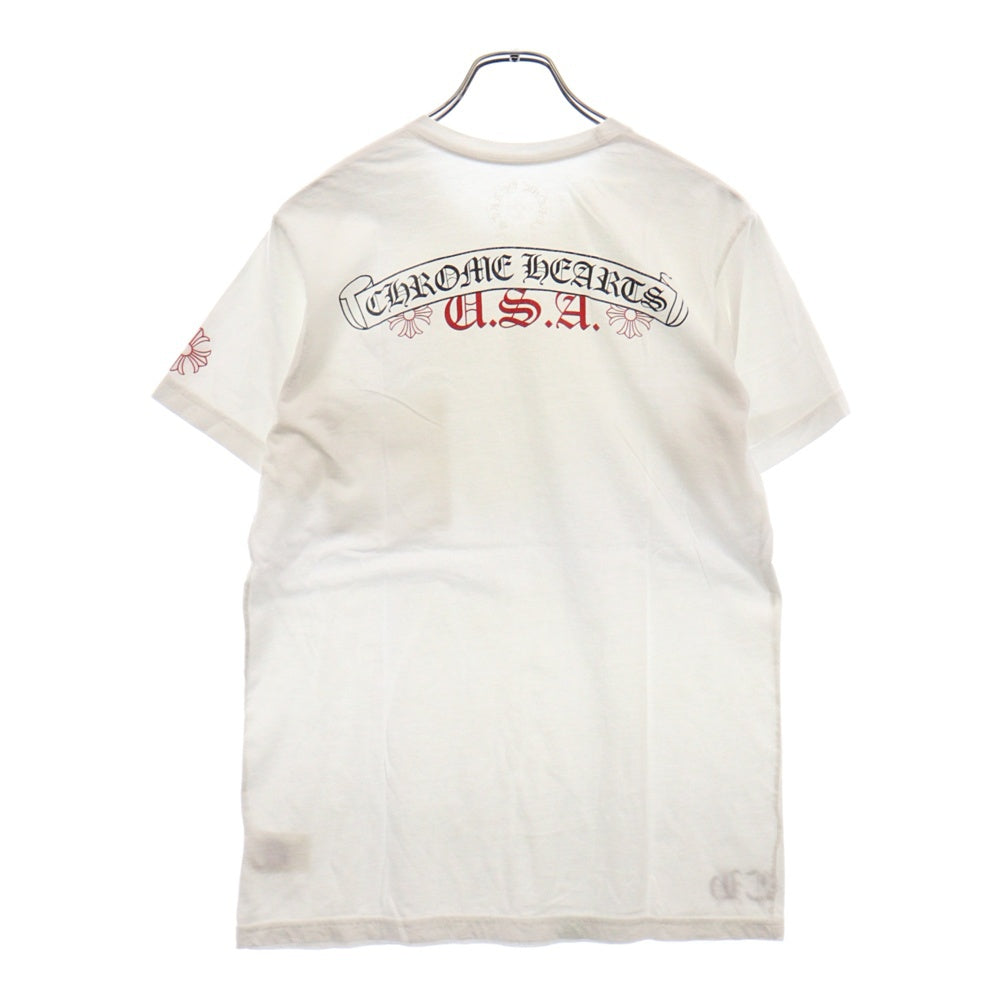 CHROME HEARTS(クロムハーツ) バックスクロールラベルプリント半袖Tシャツカットソー ホワイト