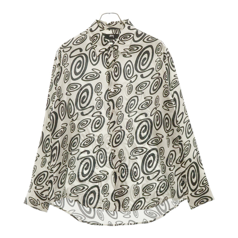 STUSSY(ステューシー) 22SS SWIRLY S SILK SHIRT 1110242 総柄シルク長袖シャツ ホワイト