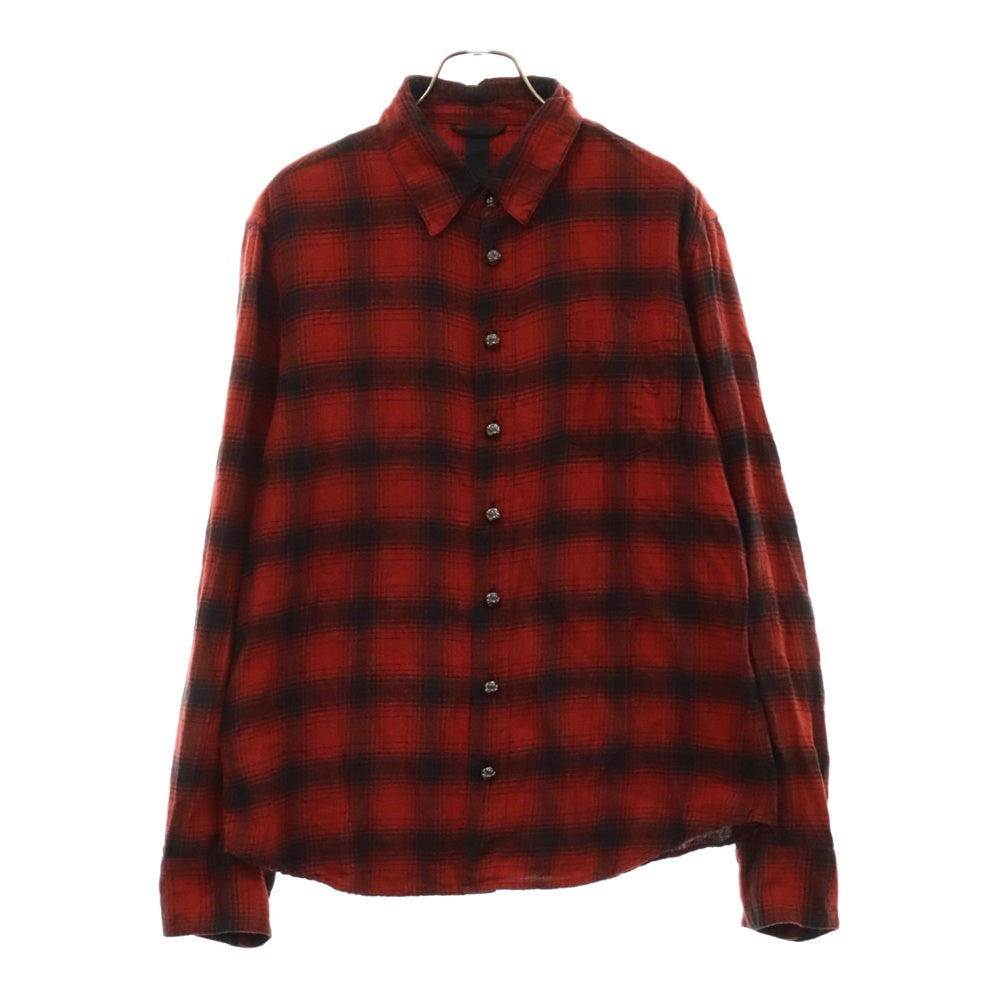 CHROME HEARTS(クロムハーツ) Loose Ends Check Shirt ルーズエンド 長袖チェックシャツ レッド