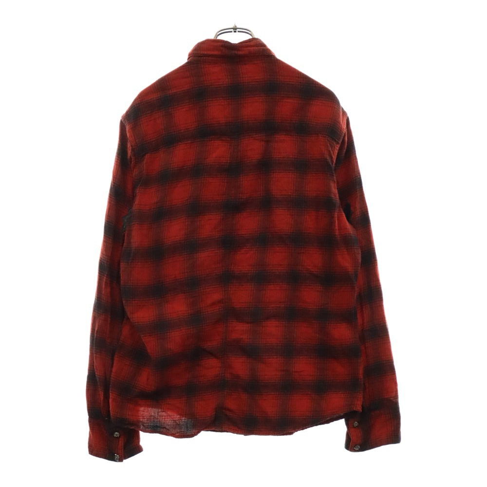 CHROME HEARTS(クロムハーツ) Loose Ends Check Shirt ルーズエンド 長袖チェックシャツ レッド