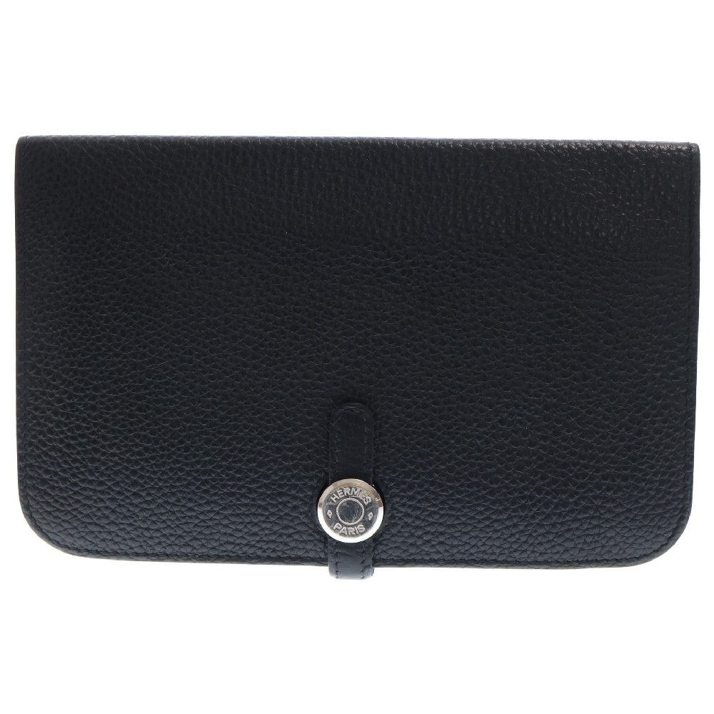HERMES(エルメス) ドゴンGM Y刻印 SV金具レザー長財布 ウォレット ブラック