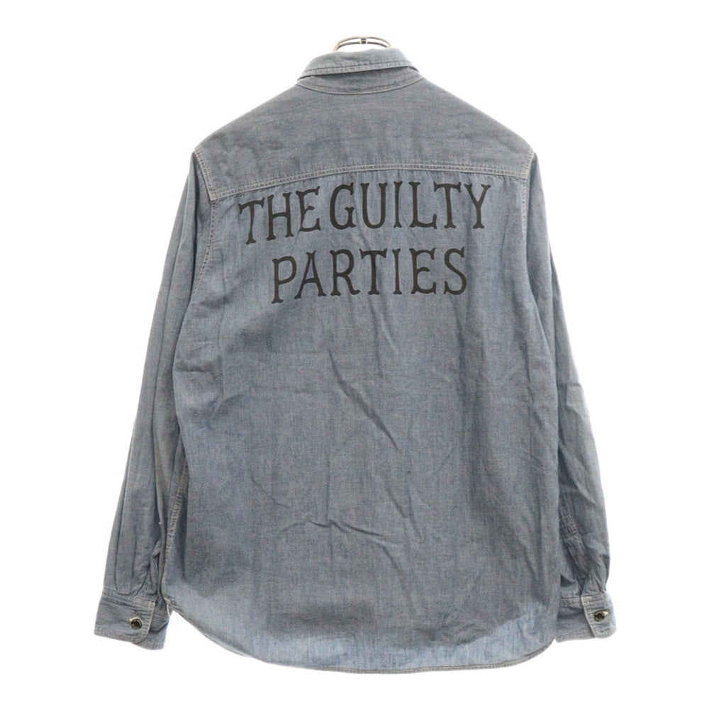 WACKO MARIA(ワコマリア) THE GUILTY PARTIES FUNK シャンブレー長袖シャツ バックプリント ブルー