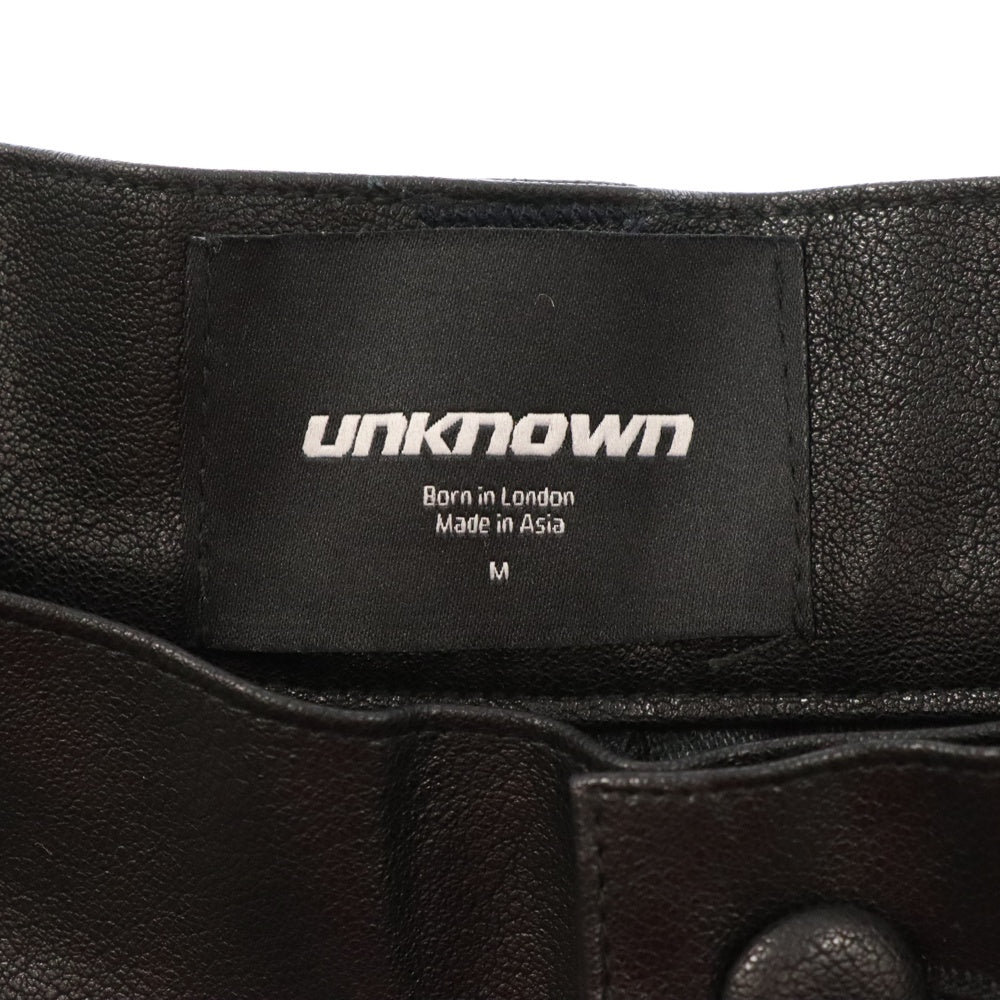 UNKNOWN LONDON(アンノーンロンドン) VEGAN LEATHER CARGO PANTS ヴィーガンレザーカーゴパンツ ブラック/レッド