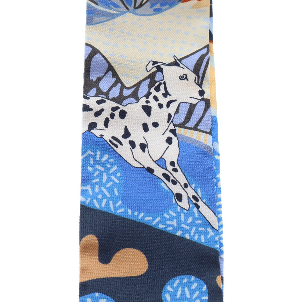 HERMES(エルメス) TWILLY EN LIBERTE ツイリー 総柄シルクスカーフ 犬 ドッグ マルチ レディース 063911S
