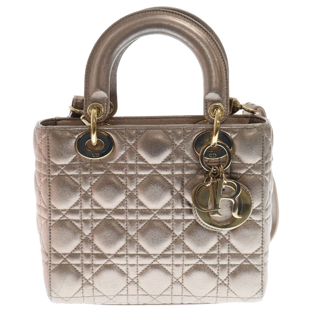 DIOR(ディオール) Lady Dior My ABCDIOR レディディオール カナージュ ラムスキン ショルダーバッグ ハンドバッグ 2WAY レディース ゴールド 04-MA-0251