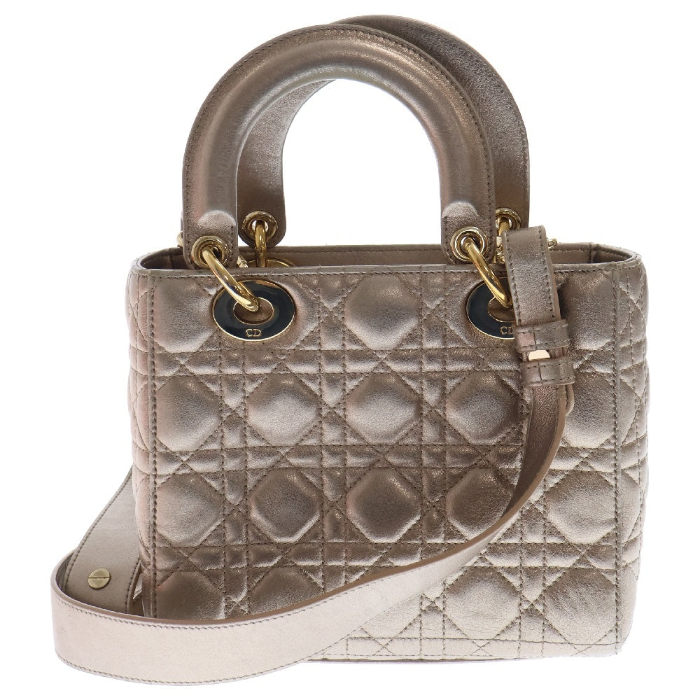 DIOR(ディオール) Lady Dior My ABCDIOR レディディオール カナージュ ラムスキン ショルダーバッグ ハンドバッグ 2WAY レディース ゴールド 04-MA-0251