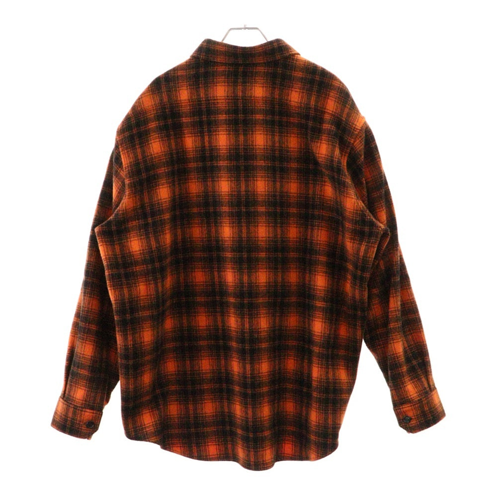 CELINE(セリーヌ) 22SS Loose Shirt in Checked Wool ウールチェックルーズ長袖シャツ ドラッグストアカラー ランバージャック オレンジ/ブラック 2C574073Q