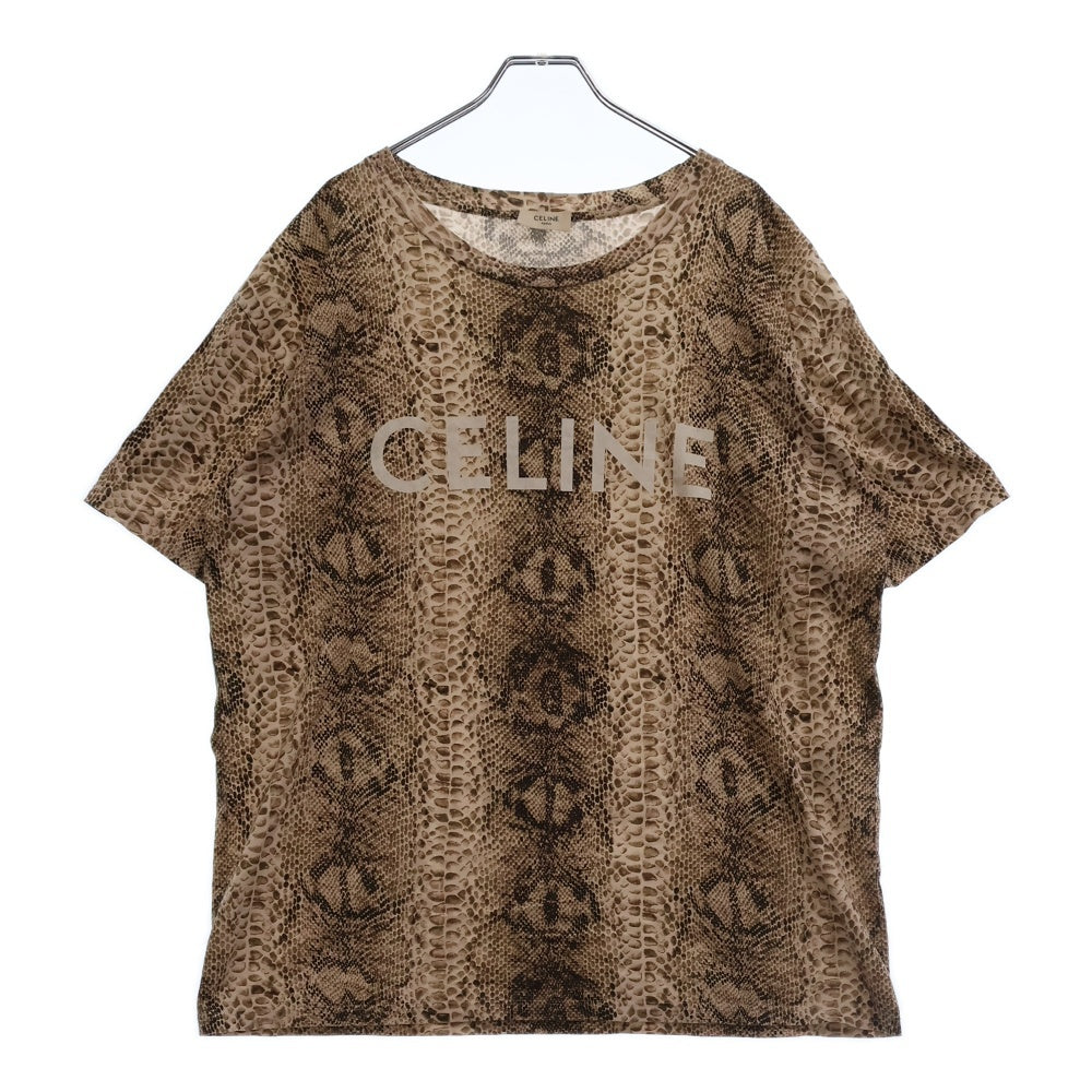 CELINE(セリーヌ) 22SS Serpent Python Print Logo Loose Tee サーペント パイソン総柄半袖Tシャツ ベージュ 2X681307H