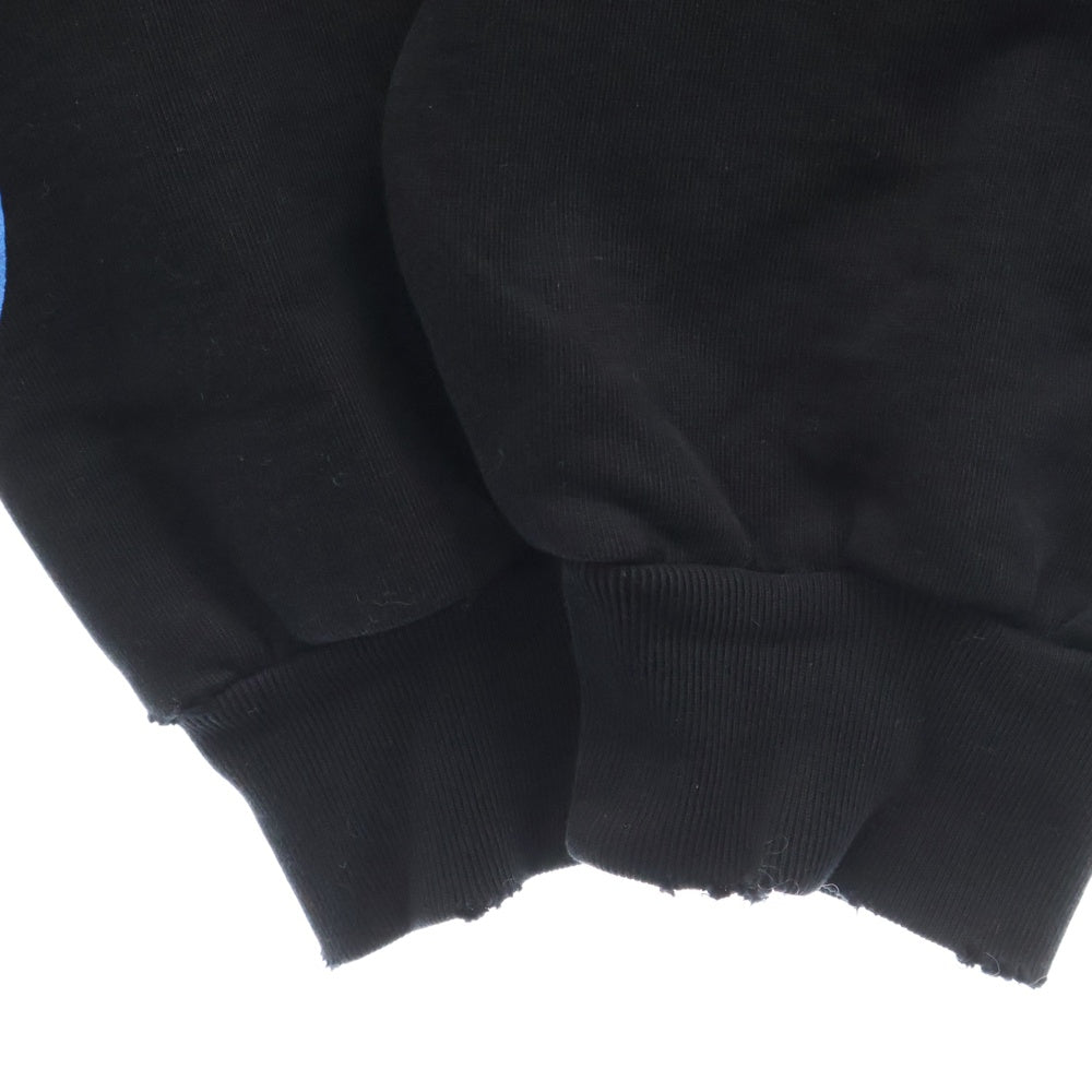 BALENCIAGA(バレンシアガ) 24SS Surfer Maxi Hoodie サーファーマキシロゴ ダメージ加工 プルオーバースウェットパーカー フーディー ブラック 761458 TPVU7