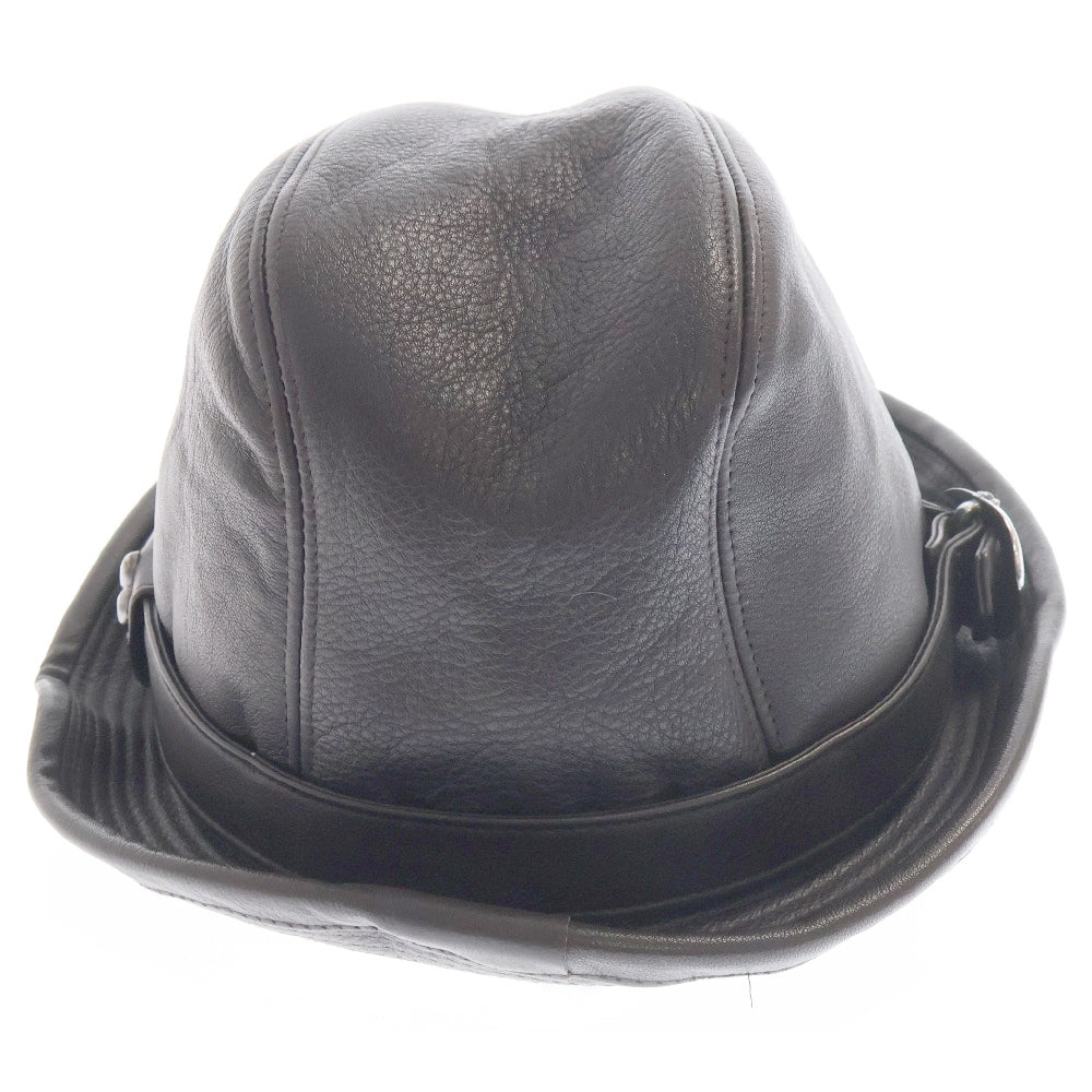 CHROME HEARTS(クロムハーツ) FEDRA フェドラ BSフレア ガンスリンガー レザーハット 帽子 ブラウン/シルバー